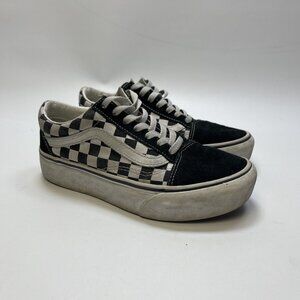 Y2K Vans Old Skool Platform Black White Checkerboard Women’s Size 6 Skater Punk